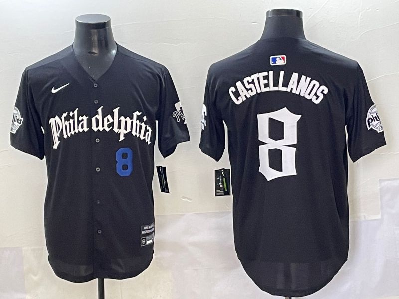 Men 2025 Philadelphia Phillies #8 Castellanos Black Five generations Joint Name Nike MLB Jersey style 4->philadelphia phillies->MLB Jersey